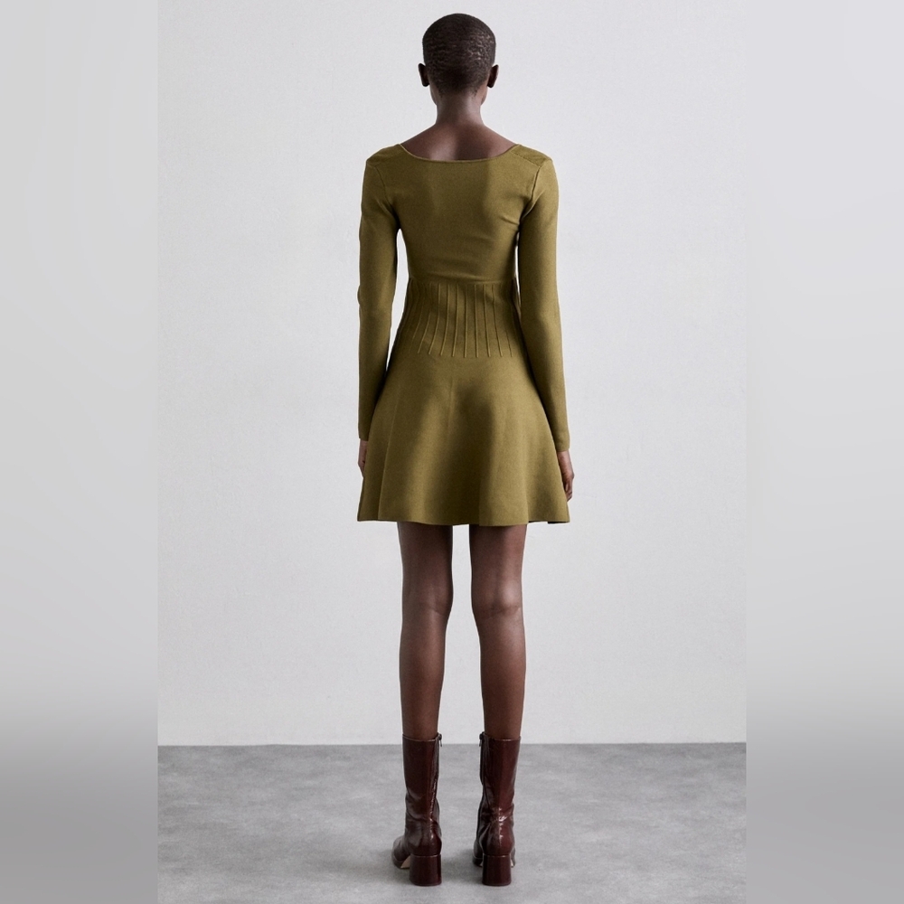 STAUD Military Green Long Sleeve Dress,Size XL. - Picture 3 of 16